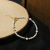 Women's Minimalist Natural Geometric Pearl Adjustable Flat Bead Bracelet With Electroplating