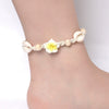 Women's Minimalist Natural Shell Braided Flower Anklet