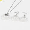 Women's Minimalist Natural Stone And Copper Jewelry Set Hollow Concentric Round Pendant Necklace And Earrings With Tiger Eye Crystal Accent