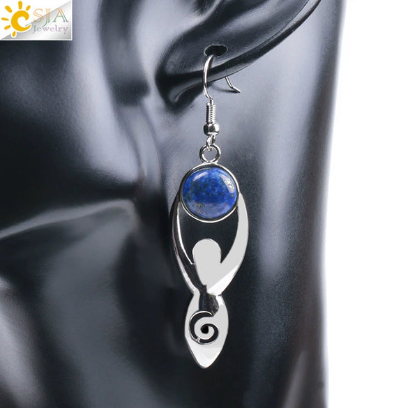 Women's Minimalist Natural Stone And Copper Round Bead Earrings Fashion Multicolor Jewelry Accessories