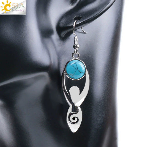 Women's Minimalist Natural Stone And Copper Round Bead Earrings Fashion Multicolor Jewelry Accessories