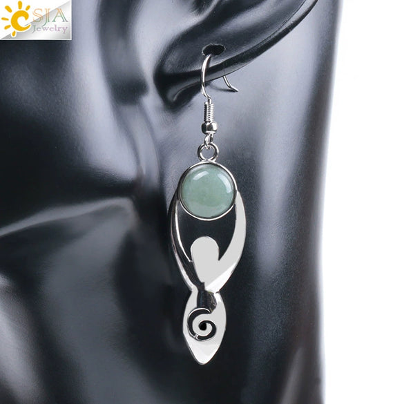 Women's Minimalist Natural Stone And Copper Round Bead Earrings Fashion Multicolor Jewelry Accessories