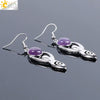 Women's Minimalist Natural Stone And Copper Round Bead Earrings Fashion Multicolor Jewelry Accessories