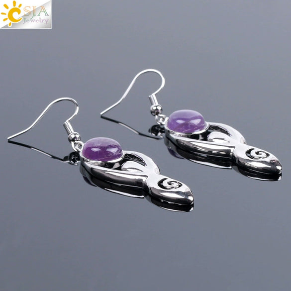 Women's Minimalist Natural Stone And Copper Round Bead Earrings Fashion Multicolor Jewelry Accessories