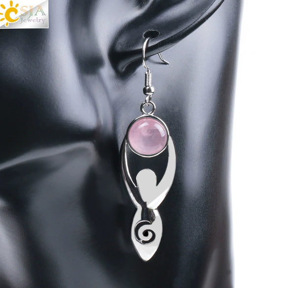 Women's Minimalist Natural Stone And Copper Round Bead Earrings Fashion Multicolor Jewelry Accessories