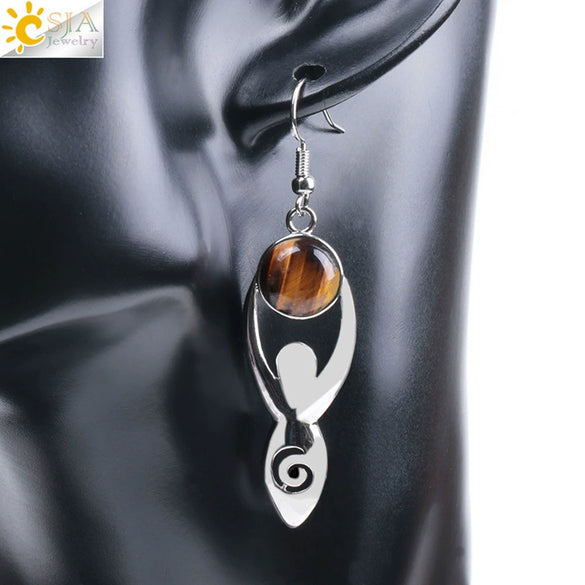 Women's Minimalist Natural Stone And Copper Round Bead Earrings Fashion Multicolor Jewelry Accessories