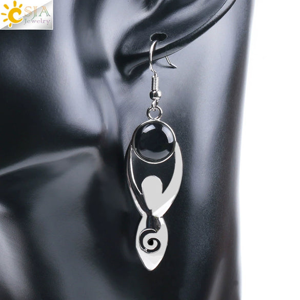 Women's Minimalist Natural Stone And Copper Round Bead Earrings Fashion Multicolor Jewelry Accessories