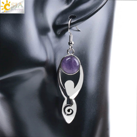 Women's Minimalist Natural Stone And Copper Round Bead Earrings Fashion Multicolor Jewelry Accessories