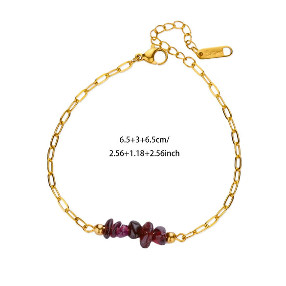 Women's Minimalist Natural Stone And Stainless Steel Bracelet With Electroplating Jewelry