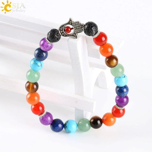 Women's Minimalist Natural Stone Beaded Bracelet With Electroplated Alloy Accents Semi Precious Crystal Volcanic Rock Amethyst Lapis Tiger's Eye Red Agate