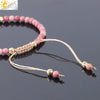 Women's Minimalist Natural Stone Beaded Woven Bracelet With Heart Pendant Adjustable Handmade Alloy Electroplated Jewelry