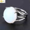 Women's Minimalist Natural Stone Claw Set Hollow Out Gemstone Ring With Copper Accessories Crystal Style Party Jewelry