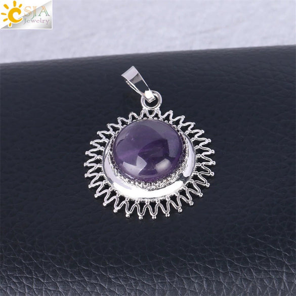 Women's Minimalist Natural Stone Sunflower Pendant Necklace With Hollow Flower Design Copper Ball Chain Electroplated Fashion Clavicle Necklace