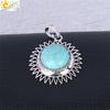 Women's Minimalist Natural Stone Sunflower Pendant Necklace With Hollow Flower Design Copper Ball Chain Electroplated Fashion Clavicle Necklace