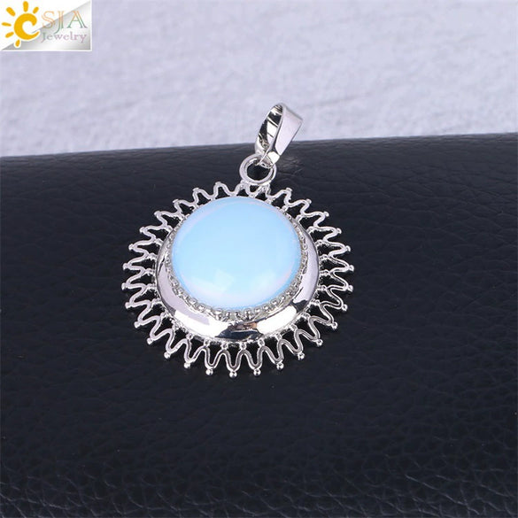 Women's Minimalist Natural Stone Sunflower Pendant Necklace With Hollow Flower Design Copper Ball Chain Electroplated Fashion Clavicle Necklace