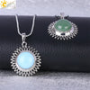 Women's Minimalist Natural Stone Sunflower Pendant Necklace With Hollow Flower Design Copper Ball Chain Electroplated Fashion Clavicle Necklace