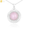 Women's Minimalist Natural Stone Sunflower Pendant Necklace With Hollow Flower Design Copper Ball Chain Electroplated Fashion Clavicle Necklace