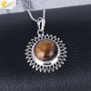 Women's Minimalist Natural Stone Sunflower Pendant Necklace With Hollow Flower Design Copper Ball Chain Electroplated Fashion Clavicle Necklace