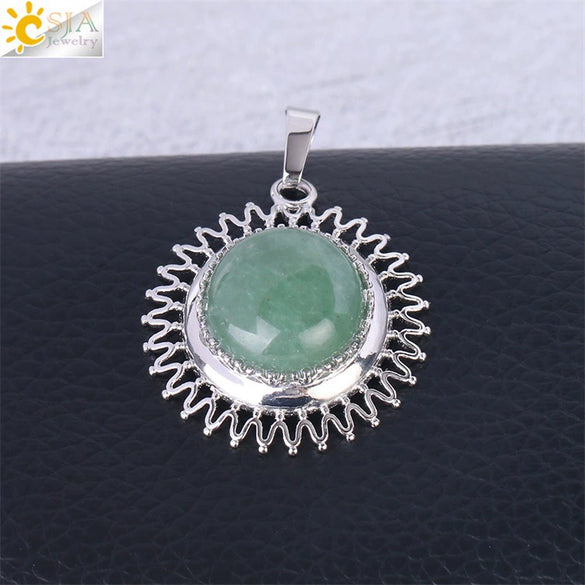 Women's Minimalist Natural Stone Sunflower Pendant Necklace With Hollow Flower Design Copper Ball Chain Electroplated Fashion Clavicle Necklace