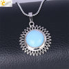 Women's Minimalist Natural Stone Sunflower Pendant Necklace With Hollow Flower Design Copper Ball Chain Electroplated Fashion Clavicle Necklace