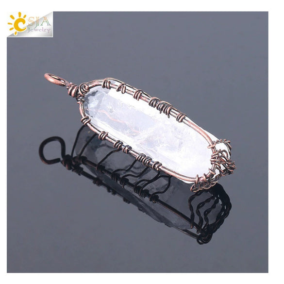 Women's Minimalist Natural White Crystal Stone Necklace With Amorphous Pendant And Copper Accessories