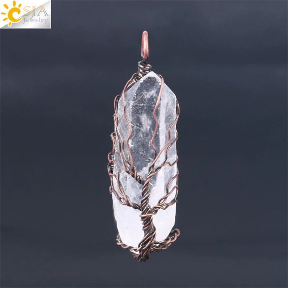 Women's Minimalist Natural White Crystal Stone Necklace With Amorphous Pendant And Copper Accessories