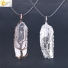 Women's Minimalist Natural White Crystal Stone Necklace With Amorphous Pendant And Copper Accessories
