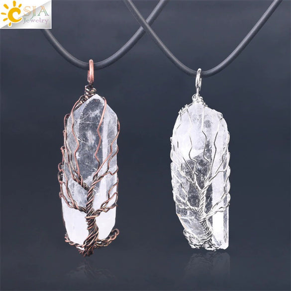 Women's Minimalist Natural White Crystal Stone Necklace With Amorphous Pendant And Copper Accessories