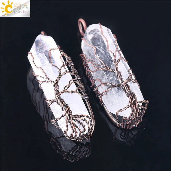 Women's Minimalist Natural White Crystal Stone Necklace With Amorphous Pendant And Copper Accessories