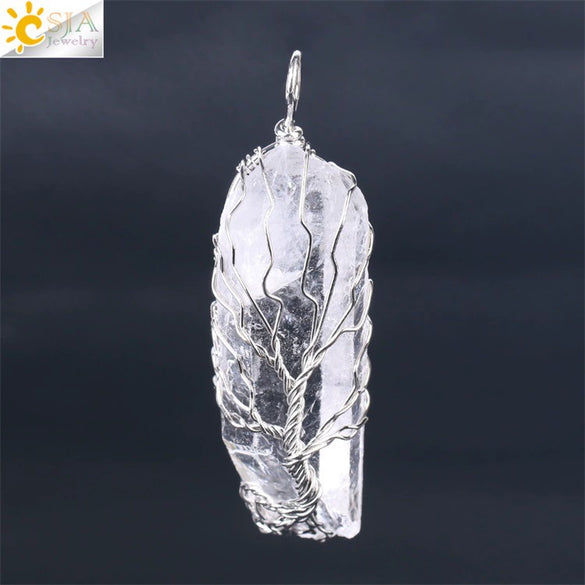 Women's Minimalist Natural White Crystal Stone Necklace With Amorphous Pendant And Copper Accessories