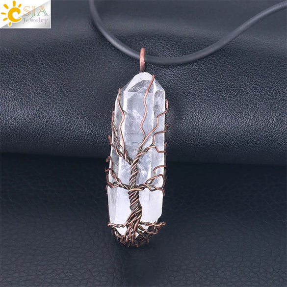 Women's Minimalist Natural White Crystal Stone Necklace With Amorphous Pendant And Copper Accessories