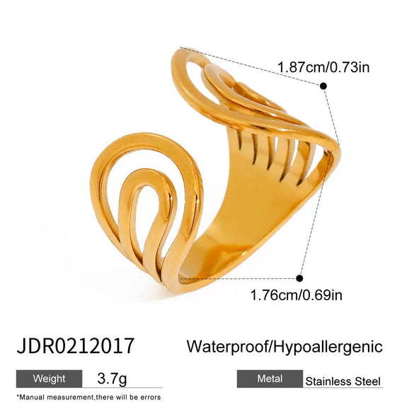 Women's Minimalist Open Curved Titanium Steel Ring With Geometric Pattern And Electroplating Treatment