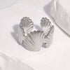 Women's Minimalist Open Shell Ring In Stainless Steel With Gold Tone Electroplated Finish And Simple Versatile Design