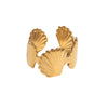 Women's Minimalist Open Shell Ring In Stainless Steel With Gold Tone Electroplated Finish And Simple Versatile Design