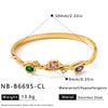 Women's Minimalist Oval Geometric Bracelet With Zircon Accents 18K Gold Plated Stainless Steel Jewelry