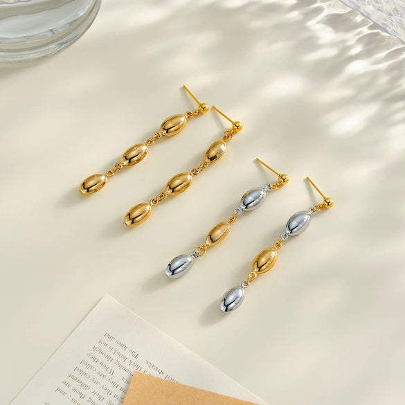 Women's Minimalist Oval Hollow Geometric Stainless Steel Earrings With 18K Vacuum Plated Finish