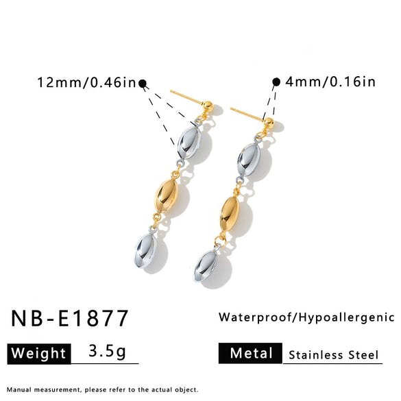 Women's Minimalist Oval Hollow Geometric Stainless Steel Earrings With 18K Vacuum Plated Finish