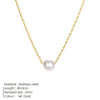 Women's Minimalist Pearl Pendant Necklace In Goldplated Stainless Steel With Ushaped Design And Thin Chain