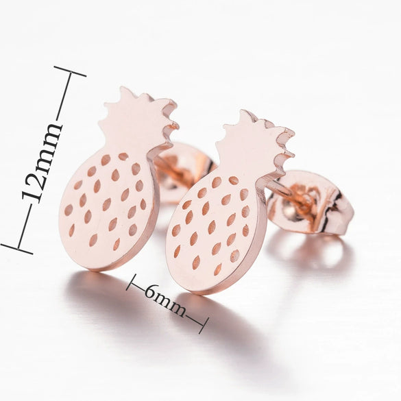 Women's Minimalist Pineapple Fruit Earrings In Electroplated Stainless Steel Fashion Jewelry