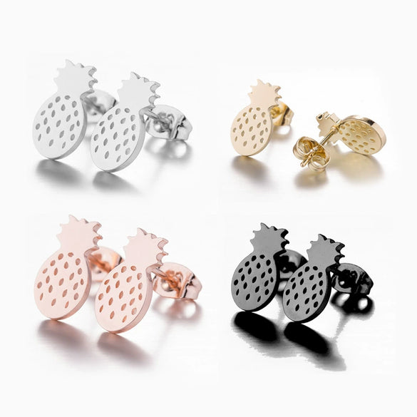Women's Minimalist Pineapple Fruit Earrings In Electroplated Stainless Steel Fashion Jewelry