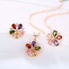 Women's Minimalist Plant Flowers Gold Plated Copper And Artificial Zircon Necklace And Earrings Set