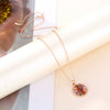 Women's Minimalist Rose Gold Color Flower Necklace With Zircon Inlay Copper Pendant And O Chain