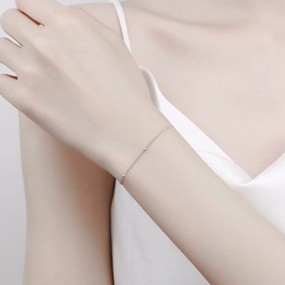 Women's Minimalist Round Bead 925 Sterling Silver Bracelet With Fine Horse Whip Chain And Niche Design Bean Side Chain Electroplated