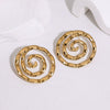 Women's Minimalist Round Stainless Steel Earrings With Gold Electroplated Finish And Light Luxury Style