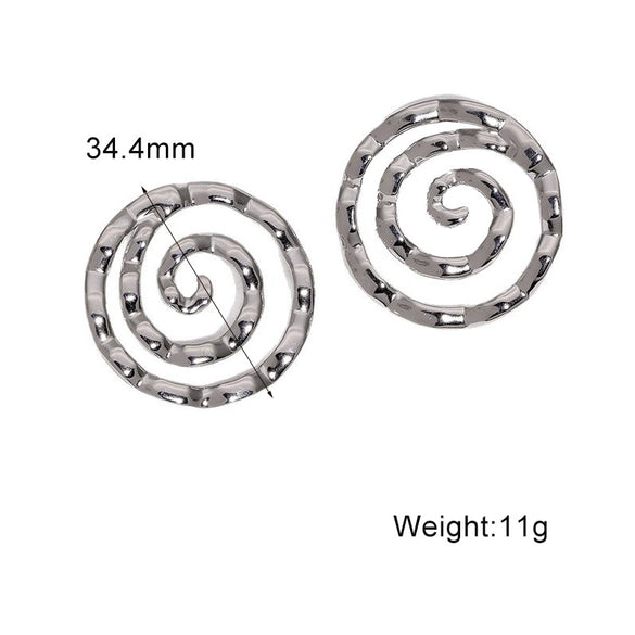 Women's Minimalist Round Stainless Steel Earrings With Gold Electroplated Finish And Light Luxury Style