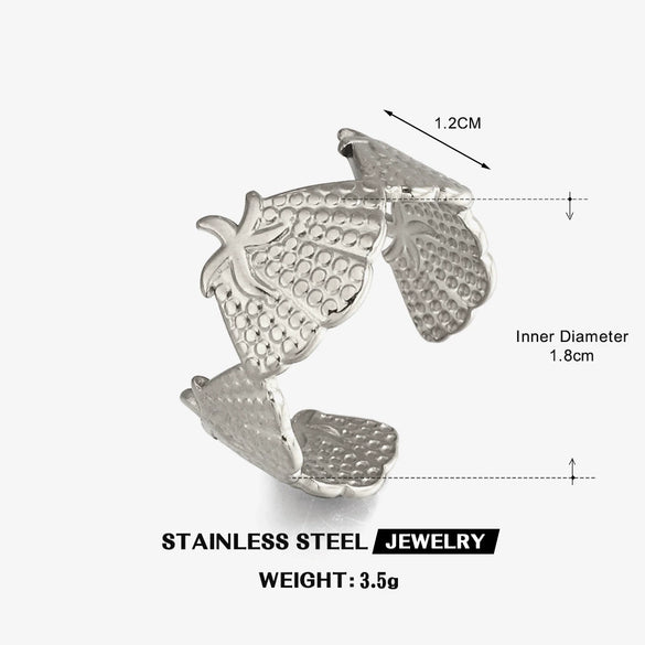 Women's Minimalist Shell And Starfish Ring Stainless Steel Gold Tone Electroplated Summer Jewelry