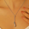 Women's Minimalist Stainless Steel And Titanium Steel Drop Shape Pendant Necklace And Earrings Twopiece Set With Electroplating And Bone Chain
