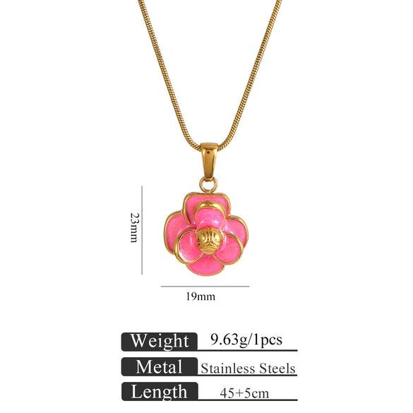 Women's Minimalist Stainless Steel And Titanium Steel Love Pendant Necklace With Snake Bone Chain And Heart Shape Dripping Oil Design