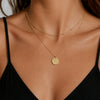 Women's Minimalist Stainless Steel Beaded Chain Necklace With Gold Plated Geometric Round Pendant Stackable Collarbone Jewelry
