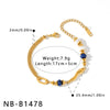 Women’s Minimalist Stainless Steel Bracelet With Pearls Natural Stones And Geometric 18K Vacuum Plated Fashion Jewelry